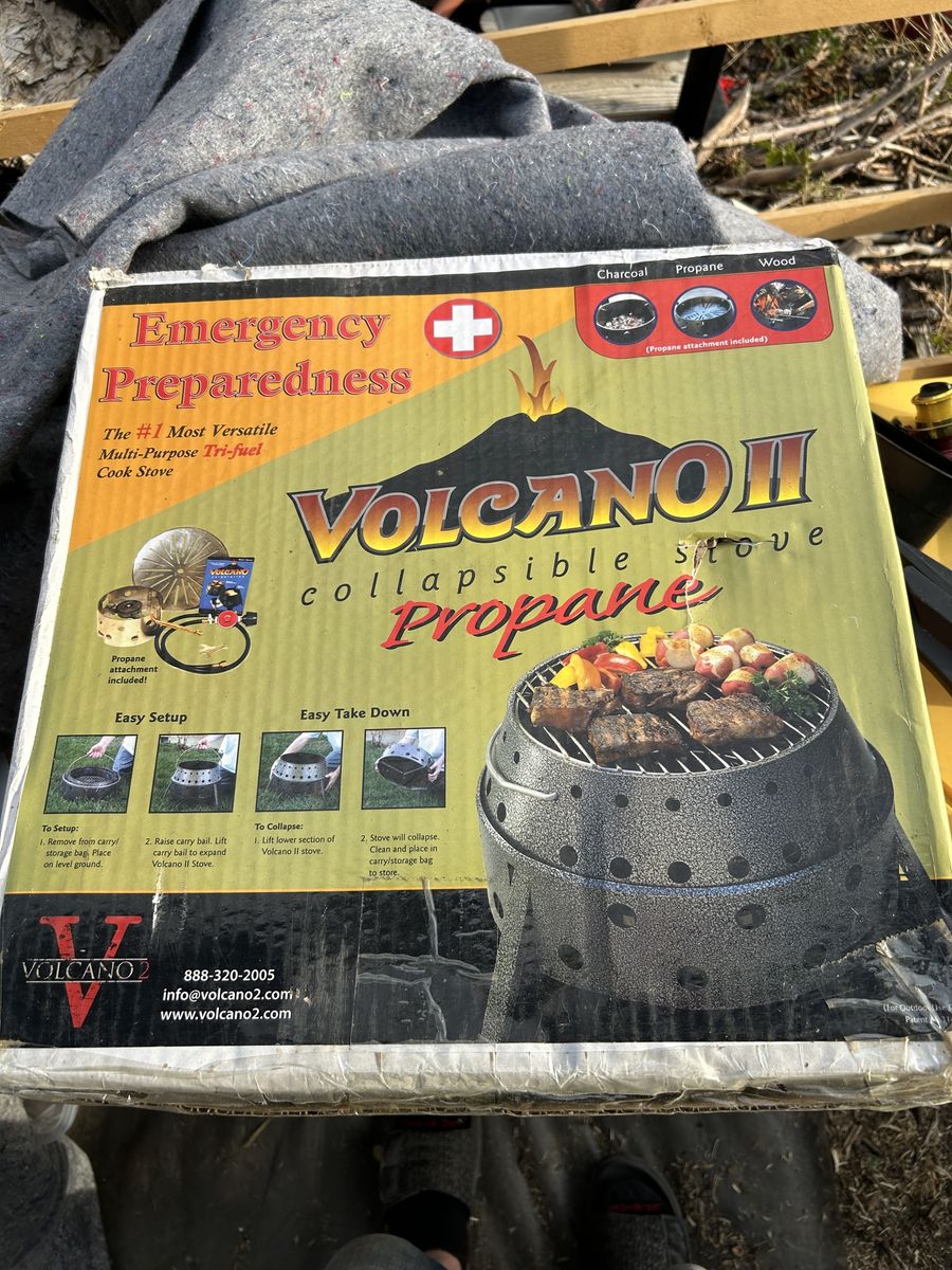 Volcano II Collapsible Tri-Fuel Cook Stove - Charcoal, Propane & Wood - Emergency Preparedness