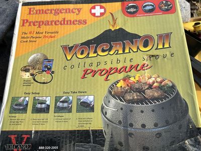Volcano II Collapsible Tri-Fuel Cook Stove - Charcoal, Propane & Wood - Emergency Preparedness