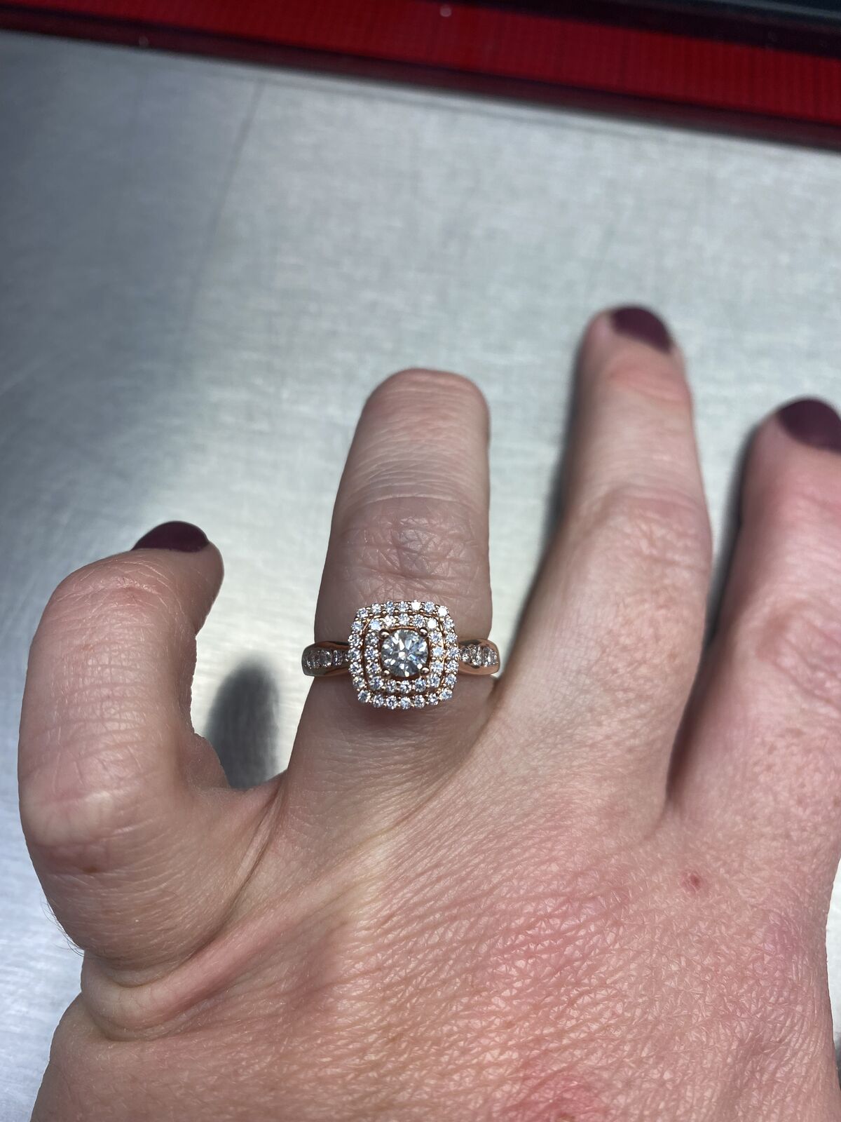 Jared Diamond Halo Ring in 14K Rose Gold | 7/8 CTW | Size 8