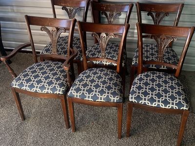 RARE TELL CITY DINING CHAIRS FLUER DE LEUR