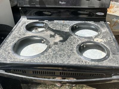 Whirlpool Electric Range Stove - Black, 4-Burner Electric Coil Top, Self-Cleaning Oven