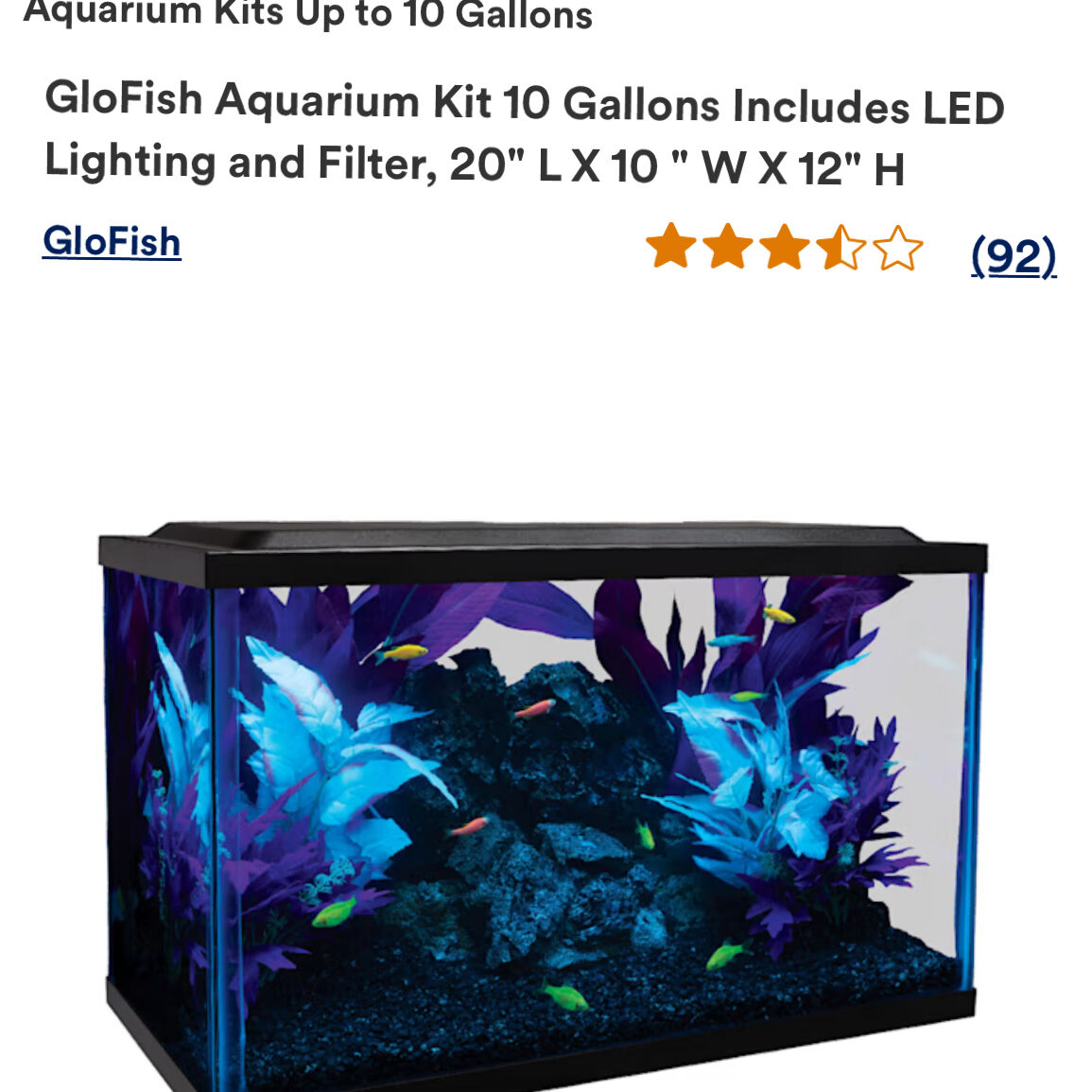 GLO-FISH AQUARIUM 10 Gallons WITH GLOW LIGHTS S