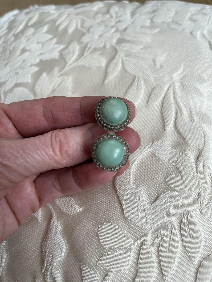 Silver Earrings with Turquoise - Beautifully Detailed- Vintage