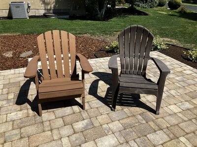 Adirondack chairs, 1 folding wood,1 plastic