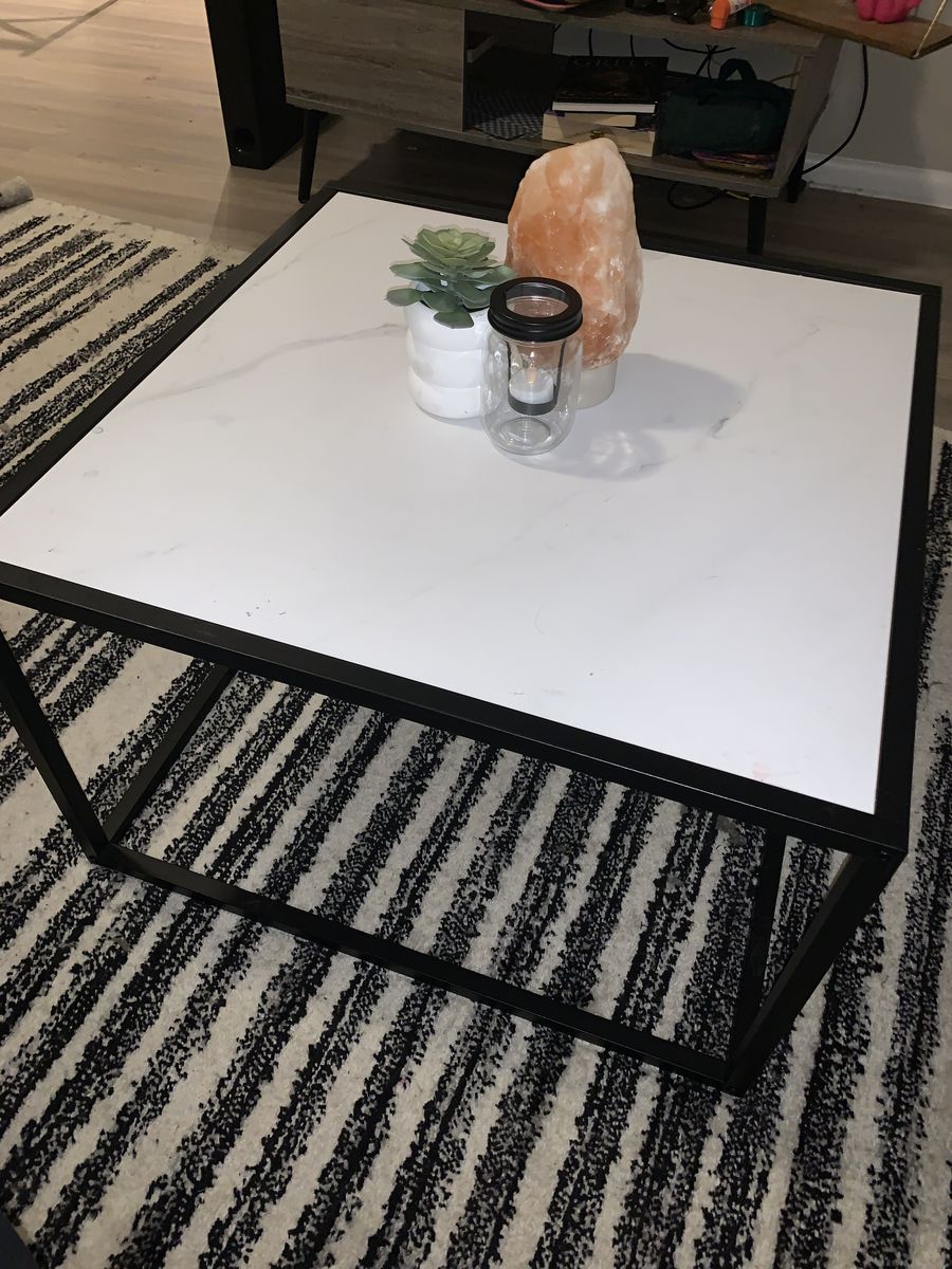 Marble-Top Style Coffee Table w/ Decor Included