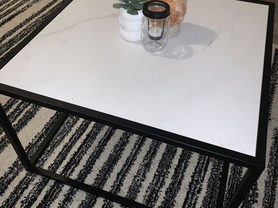 Marble-Top Style Coffee Table w/ Decor Included