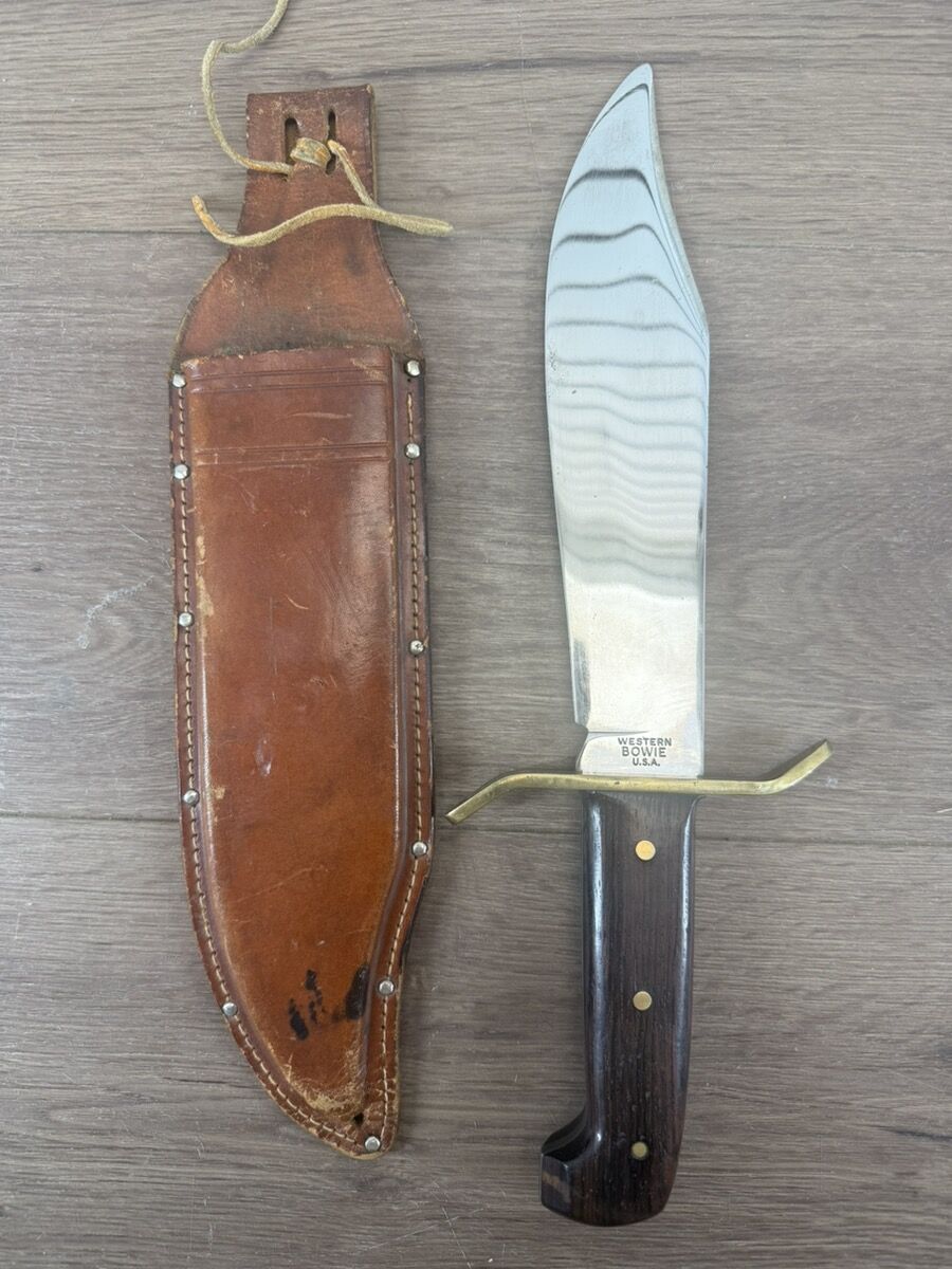 WESTERN BOWIE KNIFE W49 9.25" BLADE MADE IN USA VIETNAM ERA W/SCABBARD #WCP036163