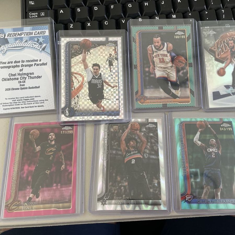 Topps Chrome Basketball Card Lot - Chet Holmgren Redemption, Cooper Flagg RC, Serial Numbered