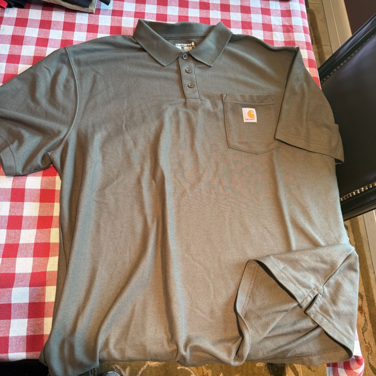 Carhartt Men's 2XL Loose Fit Olive Green K87 Pocket Polo Shirt - Cotton Blend