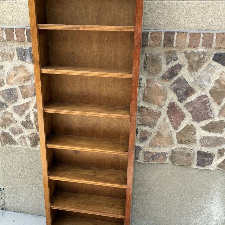 Tall Solid Wood Bookshelf - 7 Shelf Media / Book Storage Display Unit