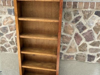 Tall Solid Wood Bookshelf - 7 Shelf Media / Book Storage Display Unit