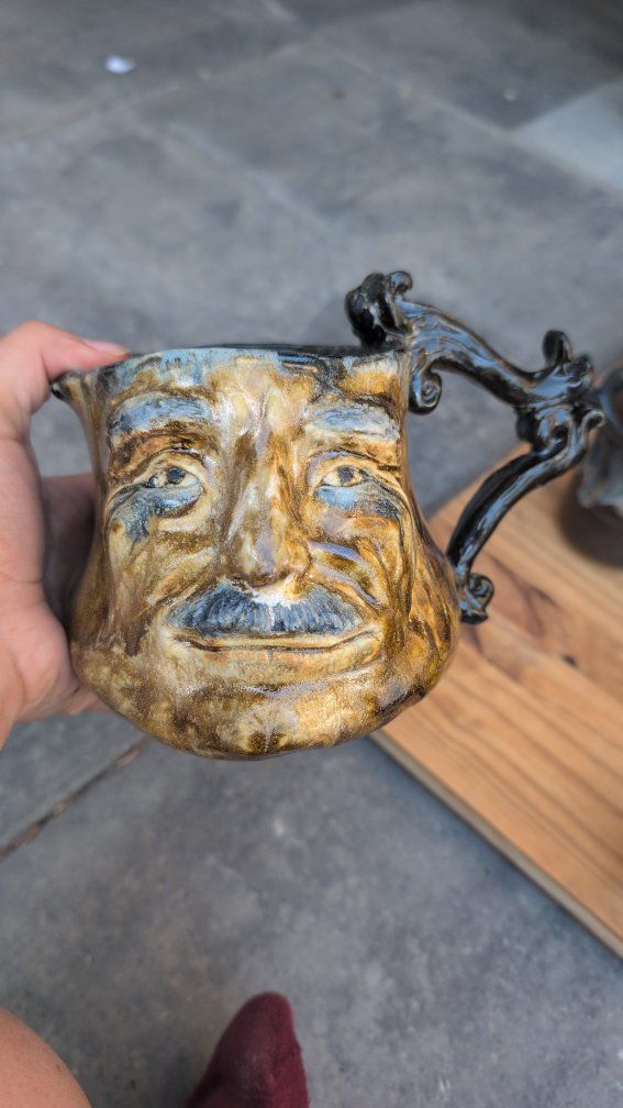 Handmade Ceramic Gravy Pitcher with Face