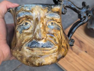 Handmade Ceramic Gravy Pitcher with Face