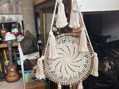 Boho Macrame Dreamcatcher Wall Hanging with Tassels - Cream Off-White