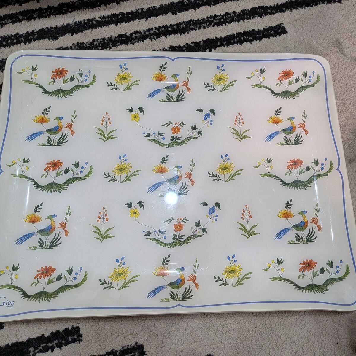 "Oiseaux de Paradis" large acrylic tray by Gien