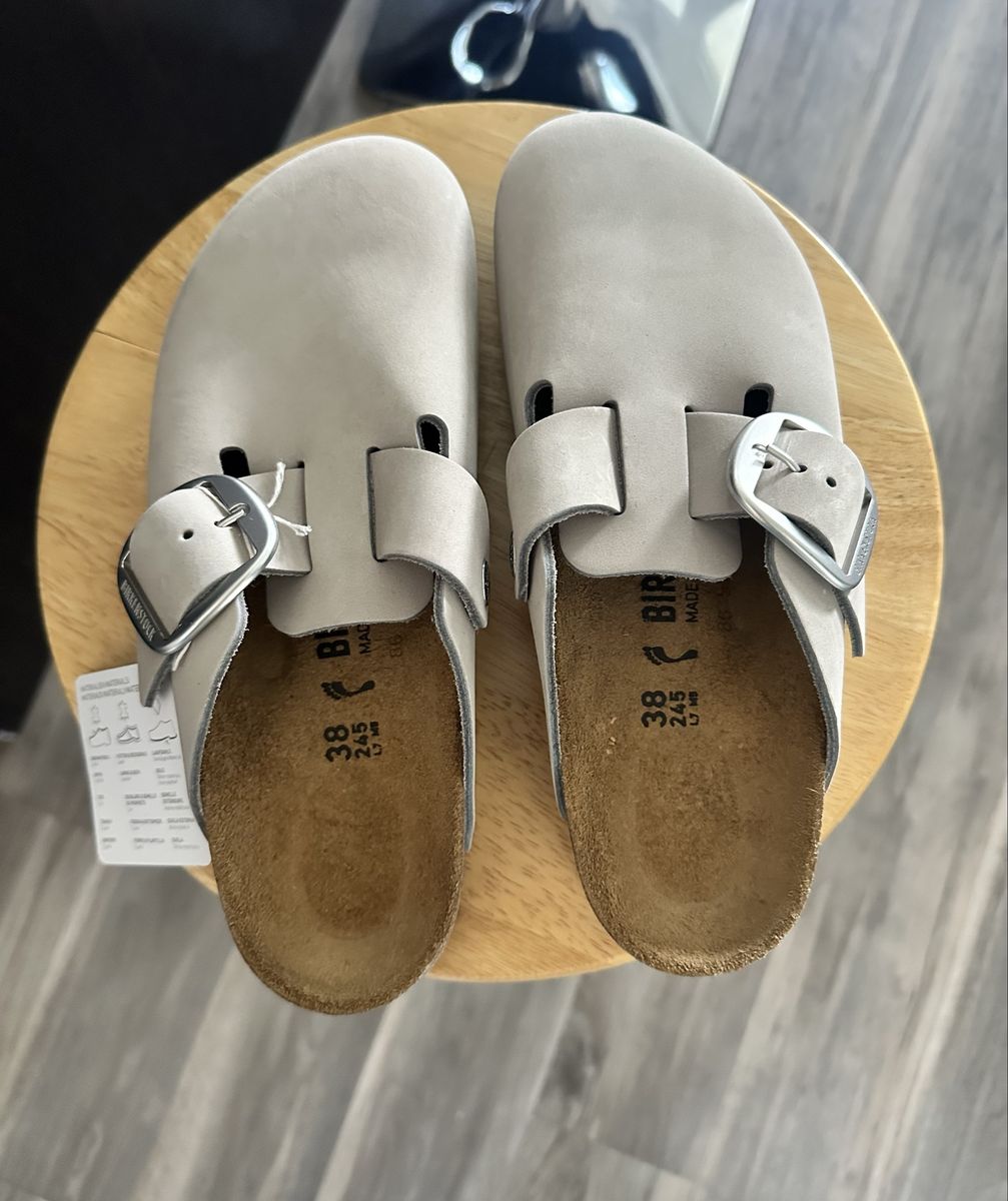 Birkenstock Boston Big Buckle Suede Leather Clogs Size EU 38 US 7