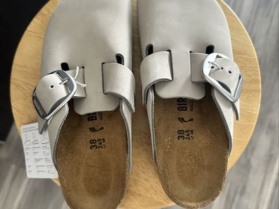 Birkenstock Boston Big Buckle Suede Leather Clogs Size EU 38 US 7