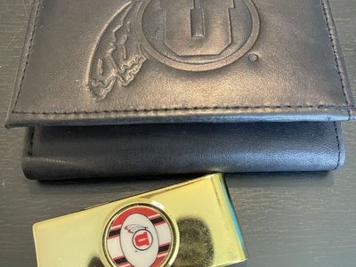 University of Utah Utes Black Leather Wallet & Gold Money Clip Set NCAA Fan Gear