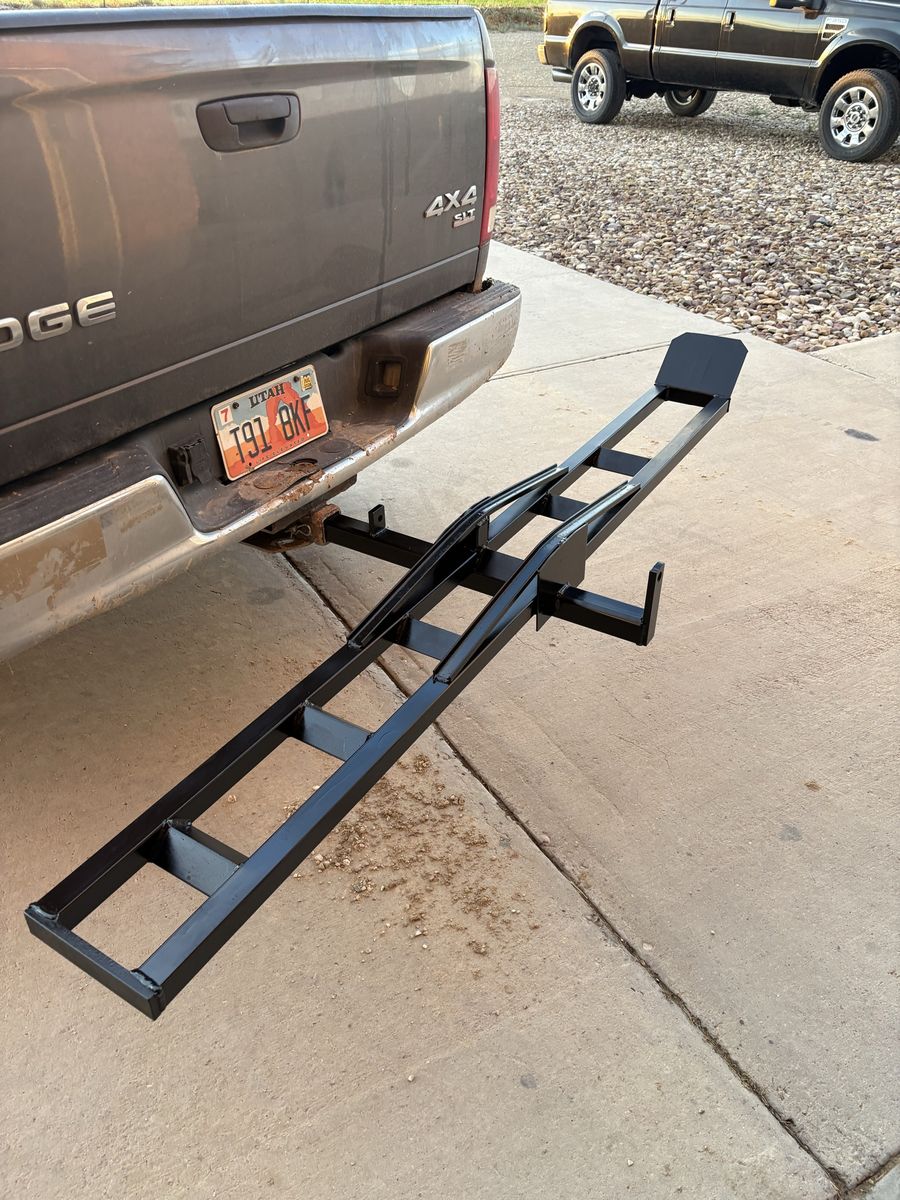 Black Steel Hitch Mount Motorcycle Carrier Hauler with ramp 