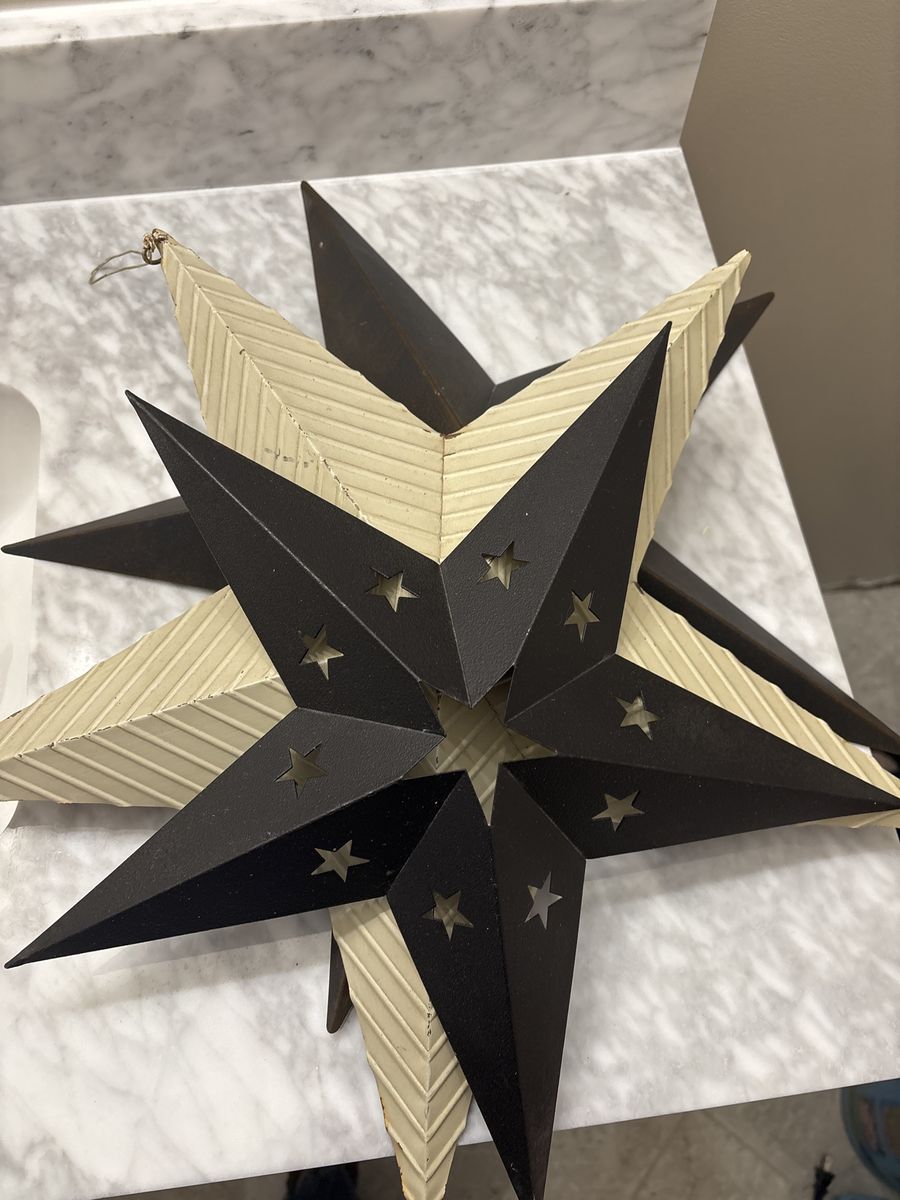 Set of 3 Decorative Metal 3D Stars - Mixed Finish Wall Decor