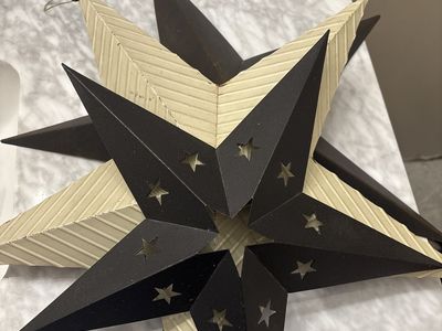 Set of 3 Decorative Metal 3D Stars - Mixed Finish Wall Decor