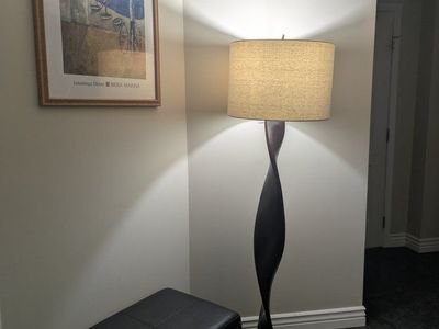 Modern Twisted Wood Floor Lamp with Fabric Shade