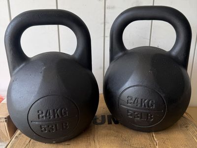Pair of 53 Pound Competition Kettlebells 24kg