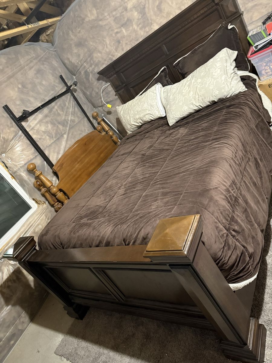 Queen sized bed and mattress