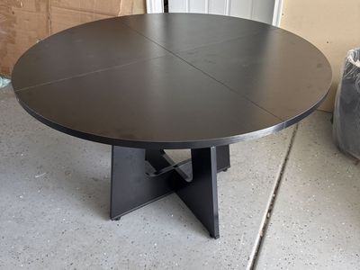 Black Round Dining Table - Modern Pedestal Base.