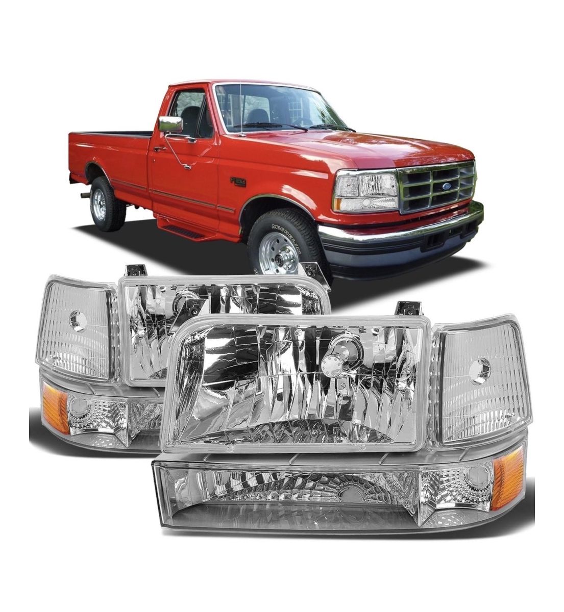 Left Right Headlight Assembly fits Ford F150 -250 -350 and Bronco 1992-1996Brand New in Original Packaging