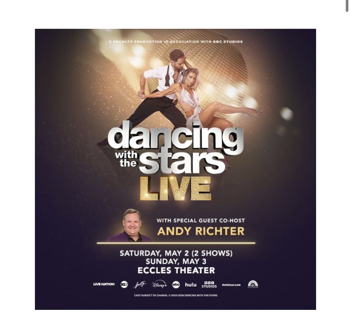 Two DWTS live tickets on Saturday 5/2 at 8pm