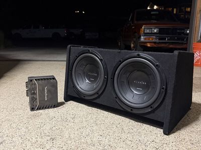 Kenwood Excelon 12" Dual Car Subwoofer Enclosure with Rockford Fosgate R300X4 Amplifier