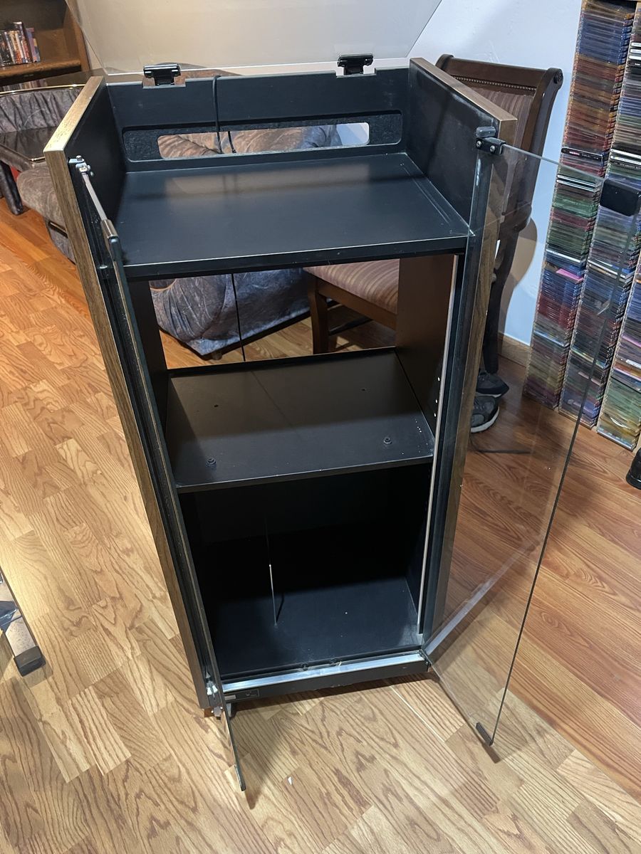 Vintage Stereo Audio Component Cabinet Tower with Glass Doors