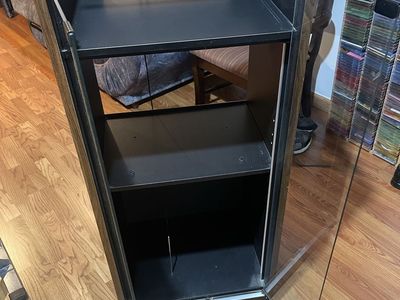 Vintage Stereo Audio Component Cabinet Tower with Glass Doors