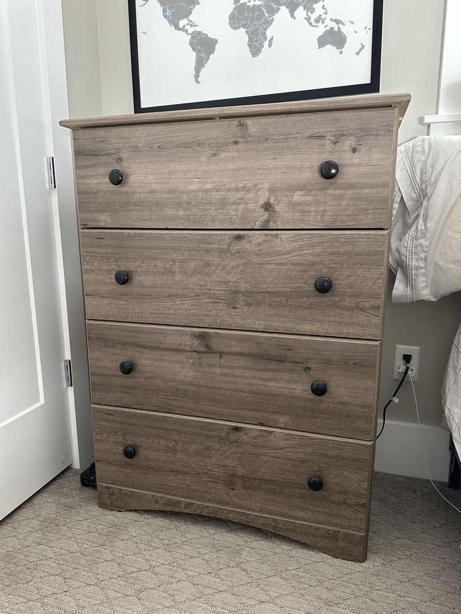 Rustic Wood Finish 4-Drawer Dresser - 32"W x 36"H Storage Cabinet
