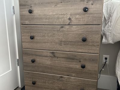 Rustic Wood Finish 4-Drawer Dresser - 32"W x 36"H Storage Cabinet