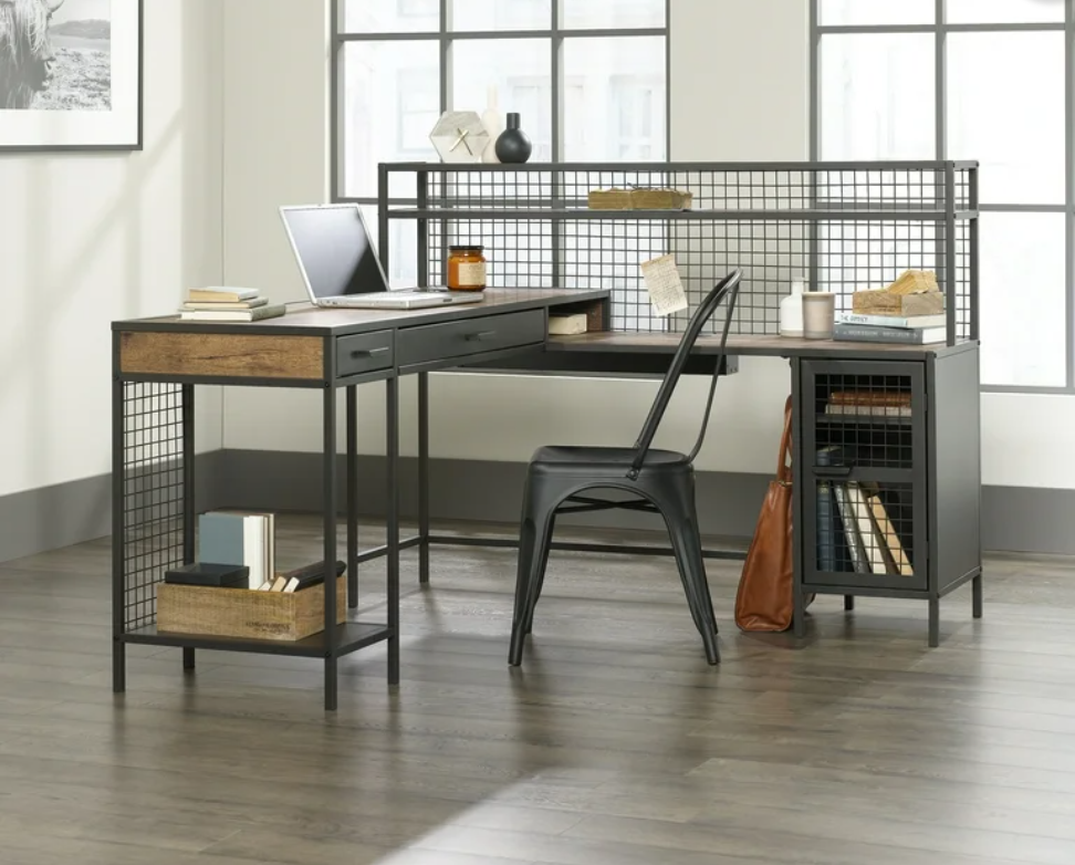 Better Homes & Gardens Lindon Place L-Shaped Desk, Vintage Oak Finish