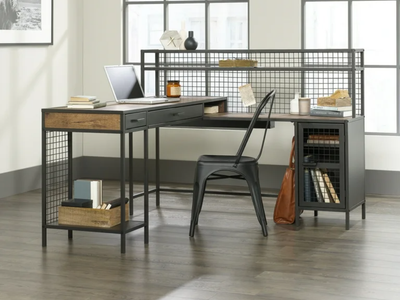 Better Homes & Gardens Lindon Place L-Shaped Desk, Vintage Oak Finish