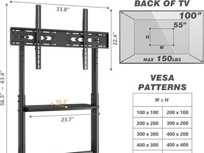 TF1301 / YL-2310A Mobile TV Stand w/ Shelf - black, Max 150lb TV