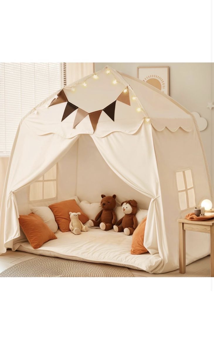 Toddler Play Tent with Padded Rug Khaki 51x39x51”