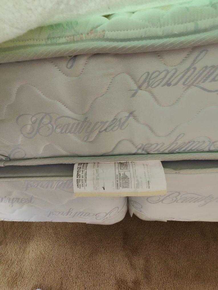 Beautyrest King size Mattress, Box Spring Set & frame - Used Good Condition