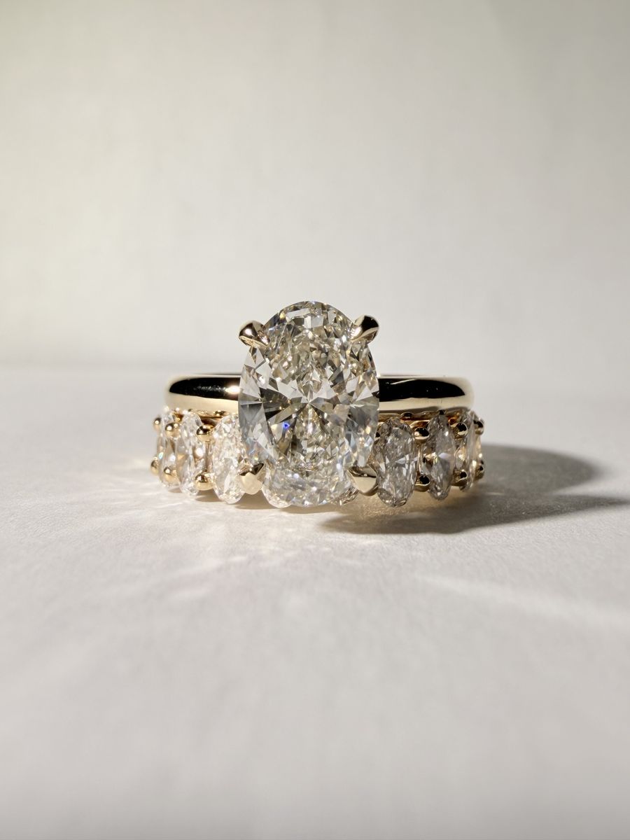 Wedding Ring Set - Oval Cut Lab Grwon Diamond