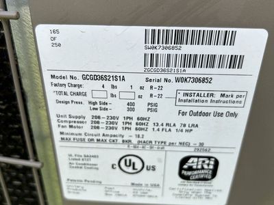 Used Outdoor Air Conditioner Unit - 3 Ton R-22 Refrigerant