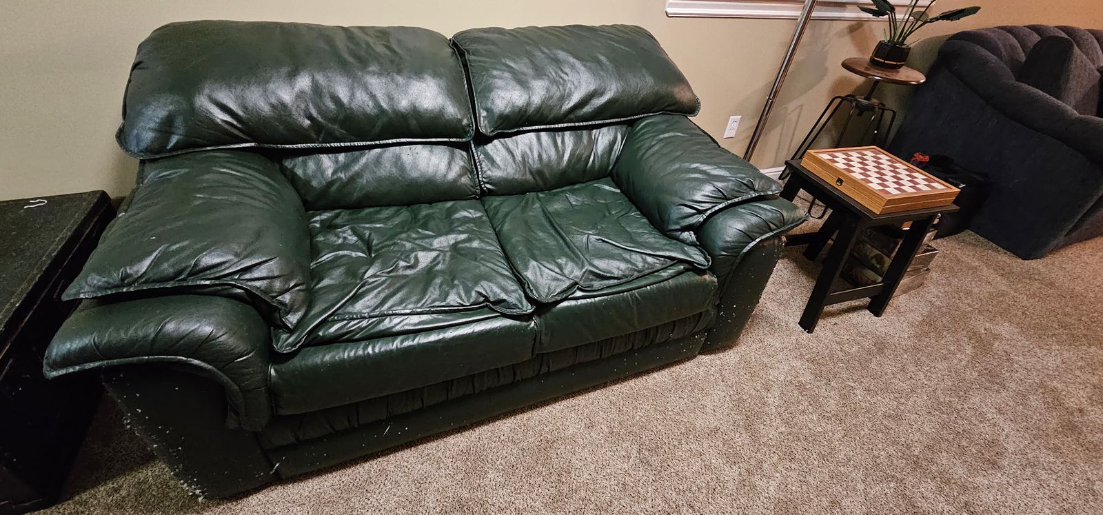 FREE Green Leather Loveseat / Couch
