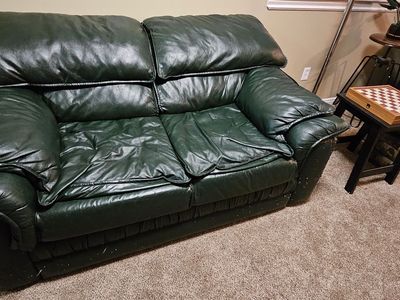 FREE Green Leather Loveseat / Couch
