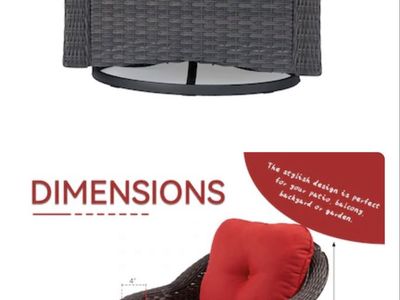 Gardenbee Wicker Patio Curved Swivel Glider Rocker Chair - Red Cushions