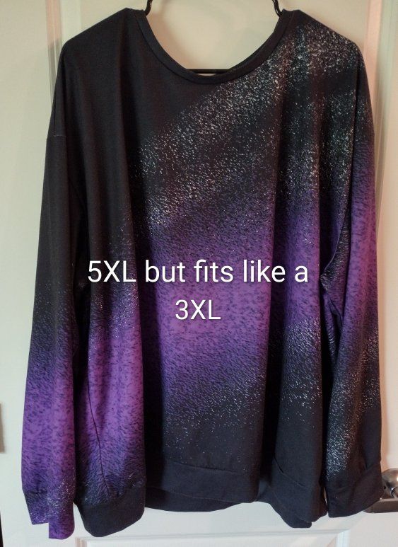 Purple & Black Ombre Speckled Sweatshirt - Labeled 5XL, Fits like 3XL