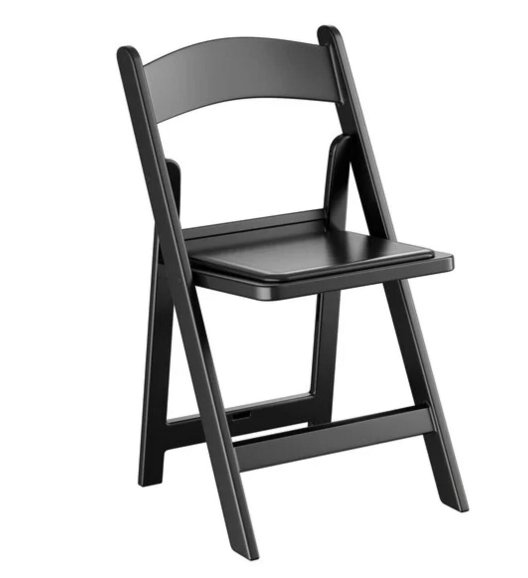 Black Resin Folding Chair with Vinyl Seat