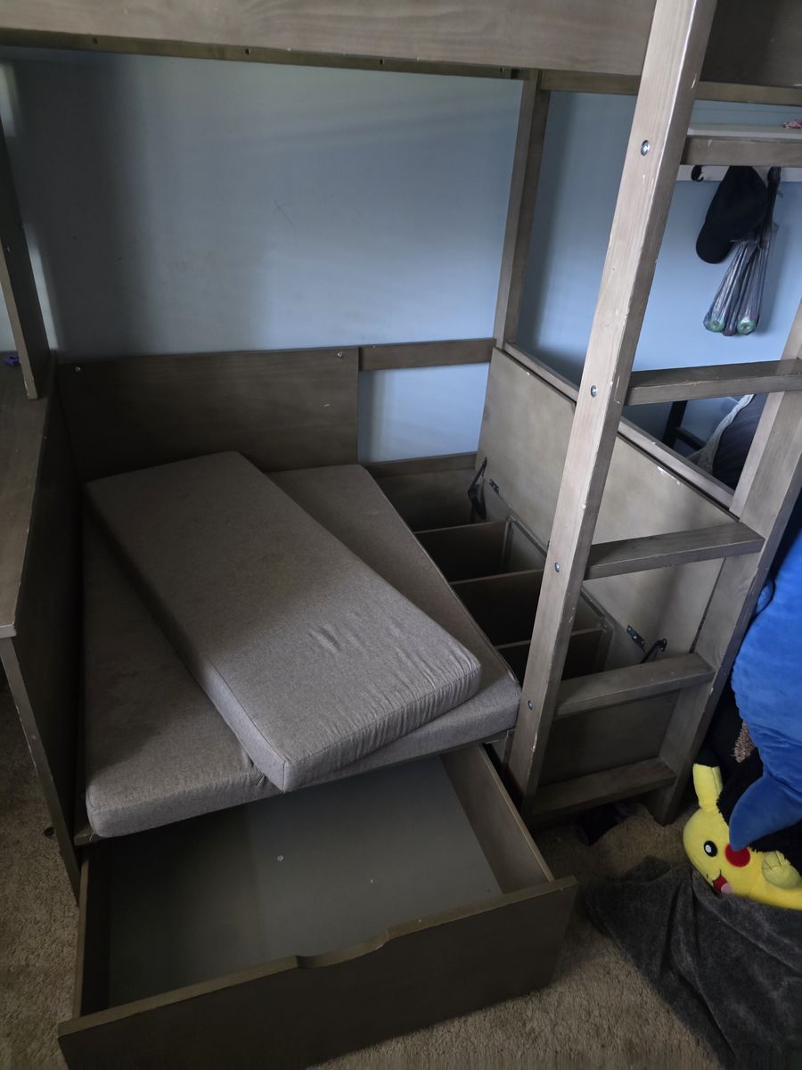 Twin Loft Bed with Desk and Sleeper Chair.