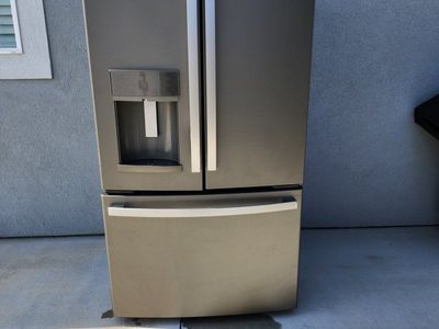 GE French Door Refrigerator with Ice & Water Dispenser, Bottom Freezer, Black Stainless Steel